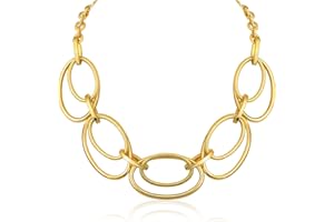 PLANCH Chunky Gold Necklace for Women: 14k Gold Plated Loop Chain Link Statement Choker Necklace for Women - Chunky Fashion Pendant Jewelry