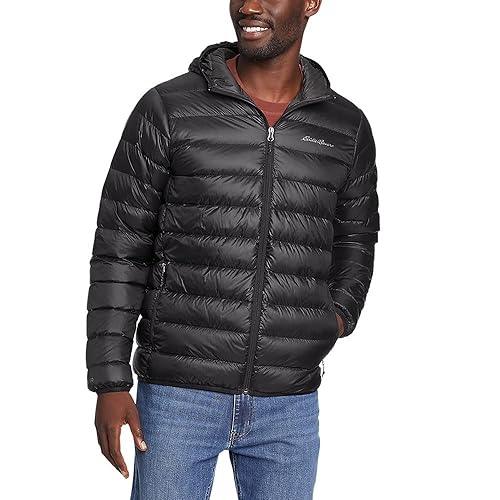 Eddie Bauer Men's CirrusLite Down Hooded Jacket, Black, Large in