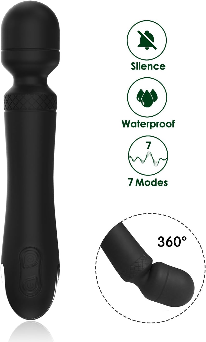 Portable Wand Massager, Quiet Electric Powerful Rechargeable Travel Massager for Women