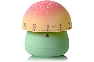 NUOSWEK Mechanical Kitchen Timer, Cute Mushroom Timer for Kids, Wind Up 60 Minutes Manual Countdown Timer for Classroom, Home, Study and Cooking (Green Base)