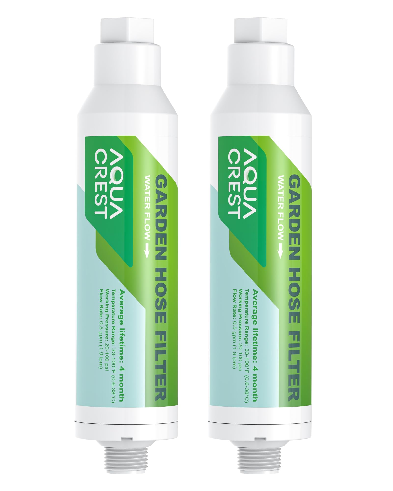 AQUA CREST Garden Hose Water Filter, Improve Plants Health, Greatly Reduces Chlorine, Odor, Calcium, Ideal for Organic Gardening, Farming and Pets, Pack of 2