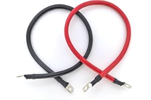 KEDAKEJI 2 AWG Battery Cable 2 AWG Gauge Pure Copper Battery Inverter Cables with 5/16 in Lugs Both Ends Power Inverter Wire Set for Automotive Solar Marine Boat RV Car Motorcycle Red and Black (2FT)