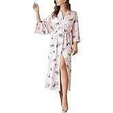 ENGLUCK Long Satin Robe for Women Plus Size Silk Robes Soft Silky Kimonos Bathrobes Dressing Gowns