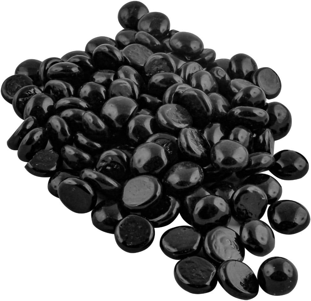 ARSUK Black Glass Pebbles - 70-80pcs (455g) Flat Marbles 17-20mm, Approximately 17-20 mm - Image 4