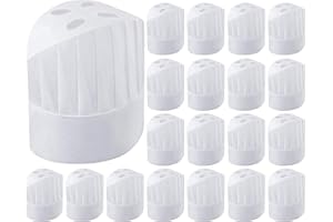 Heqishun 20 Pcs Disposable Chef Hat Adjustable Cooking Hat Set 9 inch for Cooking Party White