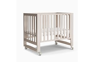 MAMAZING EvoNest Baby Crib, 6 in 1 Convertible Mini Crib with Wheels, 100% New Zealand Wood Growing Bed, 4 Adjustable Mattress Height, GREENGUARD Gold Certified, Wahsed Natural
