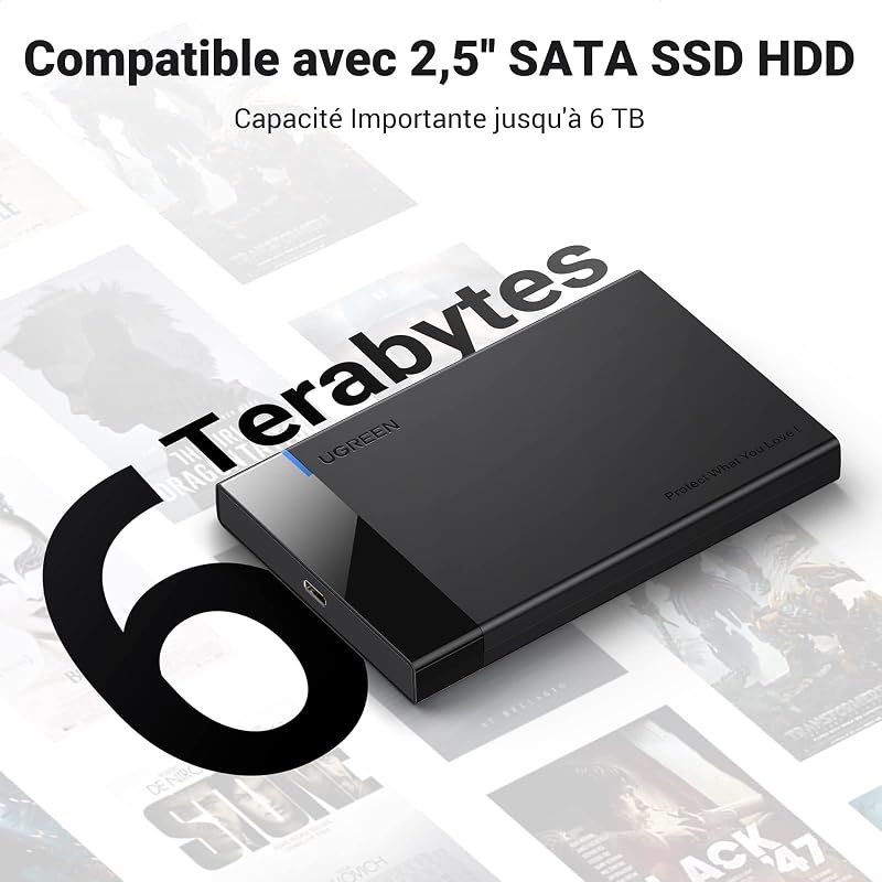 Boîtier Externe 2,5 Pouces Disque Dur SATA III II I HDD SSD 6Gbps