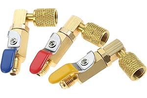 Mtsooning Air Conditioner Refrigerant Ball Valve,R410A Shut-Off Ball Valve 5/16" SAE Female to 1/4" SAE Male Replacement for R134A R12 R22 R502 A/C Refrigerant Mini Split System