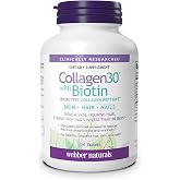 Webber Naturals Hydrolyzed Collagen Peptides, with Biotin, 120 Tablets | Bioactive Collagen30 with Biotin, 40 Days Supply, For Advanced Nourishment of Skin, Hair and Nails, Dairy &amp; Gluten Free