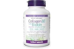 Webber Naturals Collagen30 with Biotin, 2,500 mg of Bioactive Collagen Peptides with 5,000 mcg of Biotin Per Serving, 120 Tab