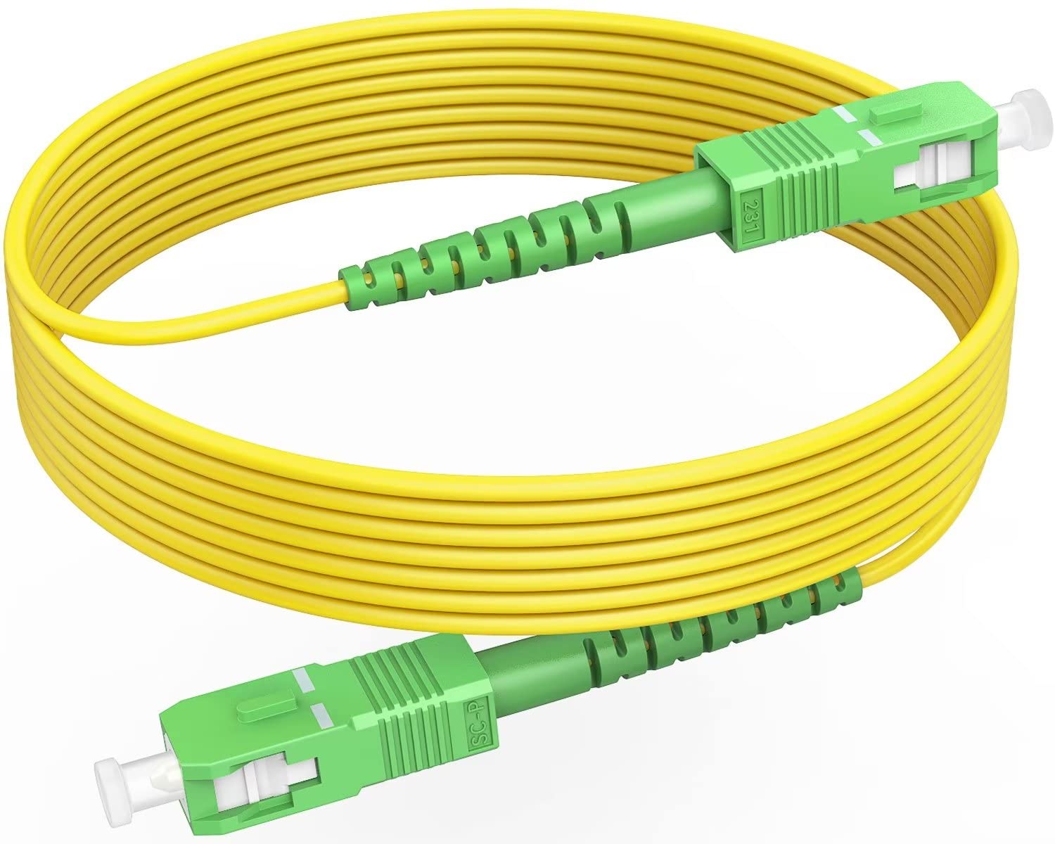 RamboCables 20ft(7m) Fiber Optic Cable Singlemode SC/APC to SC/APC OS2 Simplex 9/125μm LSZH FTTH Yellow OD 2.0mm