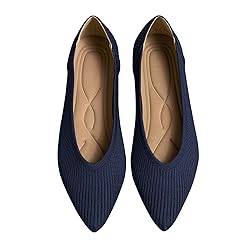 TINGRISE Women's Flats Shoes Pointed Toe Knit