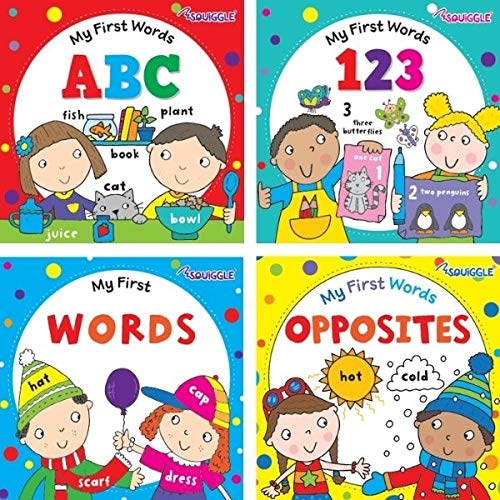Anilas My First Words Early Learners Set of 4 Board Books, Ideal for Babies and Toddlers for Nursery & Preschool