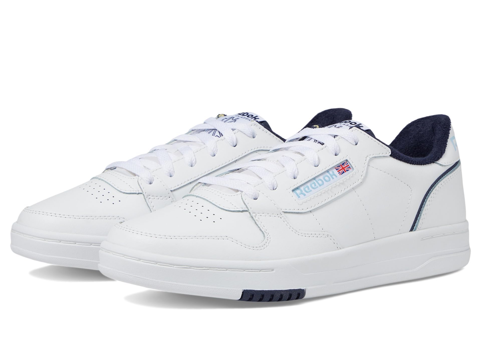 Reebok Unisex Phase Court Sneaker, White/Navy/Soft Blue, 4 US Men
