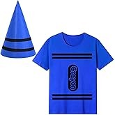 Clovilet 2 Pcs Halloween Crayon Costume Include Crayon Shirt and Cone Hats for Men Women Group Dress Up