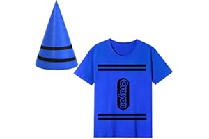 Clovilet 2 Pcs Halloween Crayon Costume Include Crayon Shirt and Cone Hats for Men Women Group Dress Up