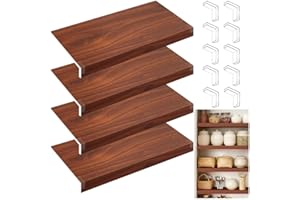 Shelf Covers for Wire Shelving 38×12 In, 4 PCS Wire Rack Cover Walnut, Faux Wood Covers for Wires Shelves - 1.6" High, 0.3" T