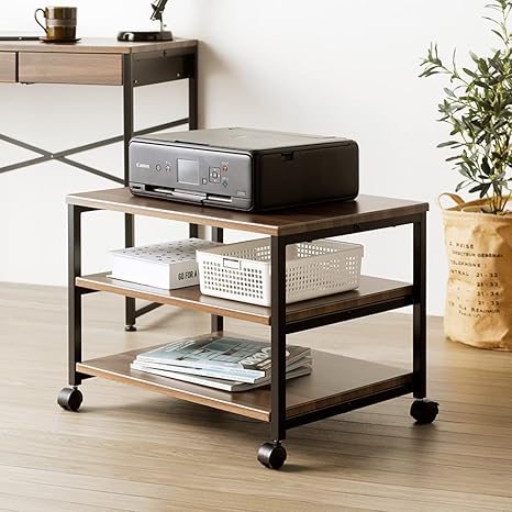 Amazon 岩附 プリンター台 キャスター付き 2段 木製 スチール 収納 ラック 幅60 奥行45 高さ45cm ブラウン Iwt 18 ローボード テレビ台 オンライン通販