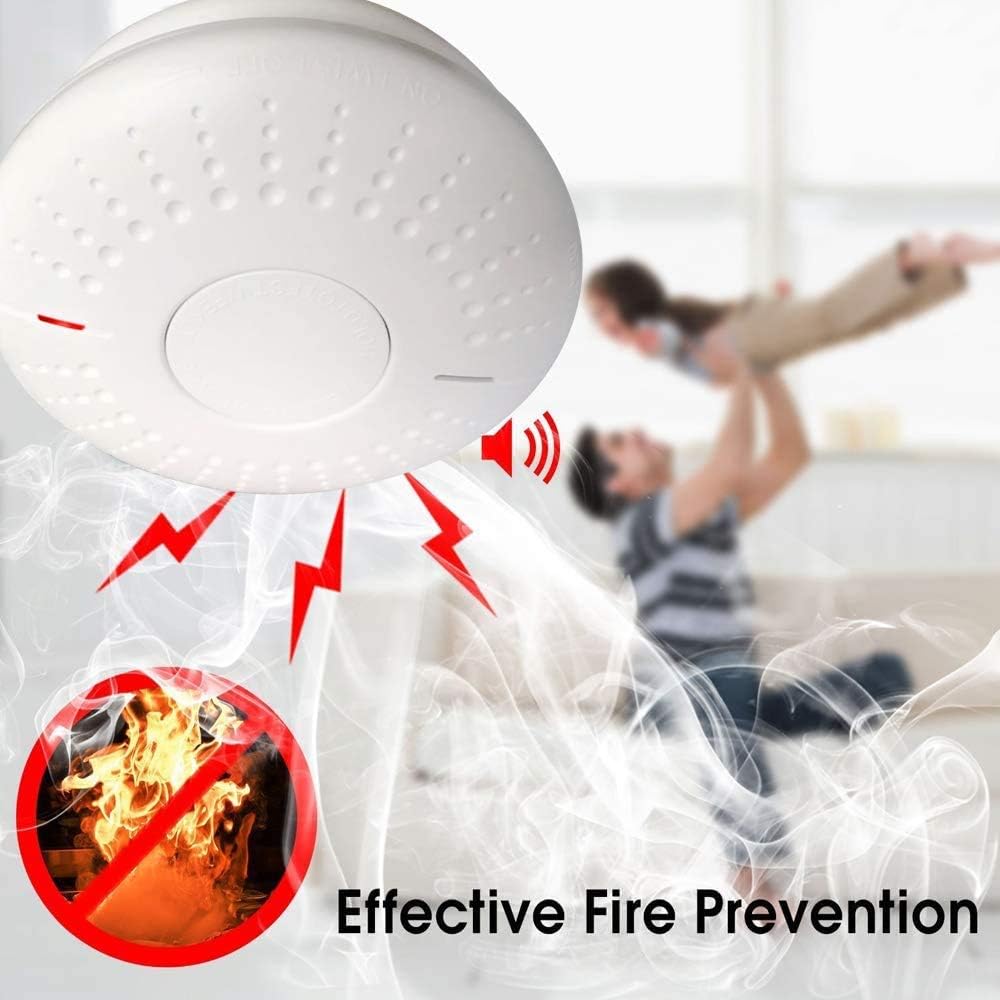 2 Pack Photoelectric Smoke Detector Sealed-in 10 Year Lithium Battery-Operated Fire Alarm - - 