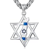 PDTJMTG Star of David Necklace Sterling Silver Israel Map Jewish Star Necklace for Men Women