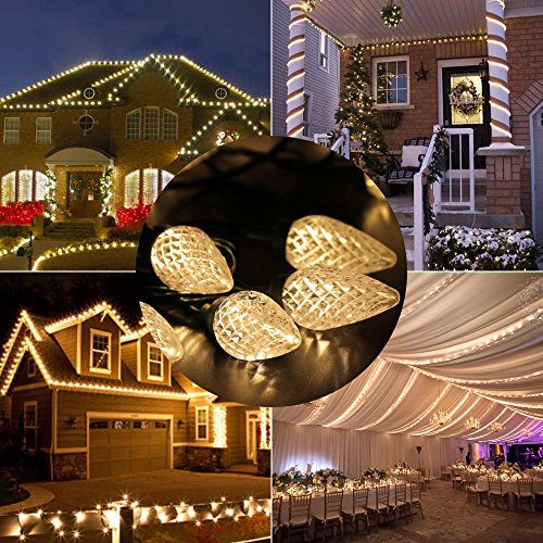 Brizled C9 Christmas Lights, 16ft 25 LED Faceted C9 Warm White