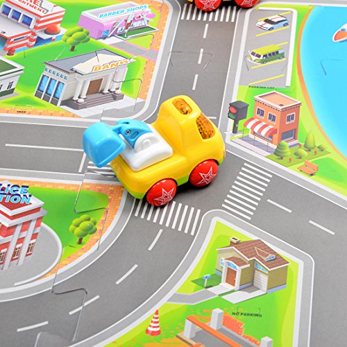 Kids Race Track Rugs Fcoson Carpet Play Mat Town Road Rug with Cars and Toys for Toddlers Boys Girls