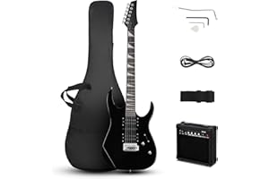 Ktaxon 39" Electric Guitar with 20Watt Amp, Full Size 170 Model Starter Guitar Kit for Beginners & Professionals W/Bag, Shoulder Strap, Wrench Tool, Plectrum - Black