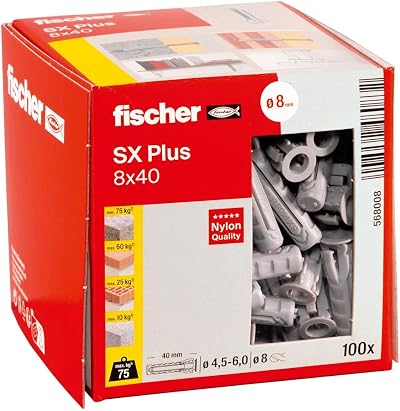 fischer SX Plus Expansion Wall Plug 8mm x 40mm Pack of 100