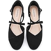 Saidoteto Women's Ankle Strap Flats - Comfortable Round Toe Dress Shoes with Adjustable Buckle, Criss-Cross Design for Work, Wedding, Office & Casual. Black Size 10 WFT240810-03