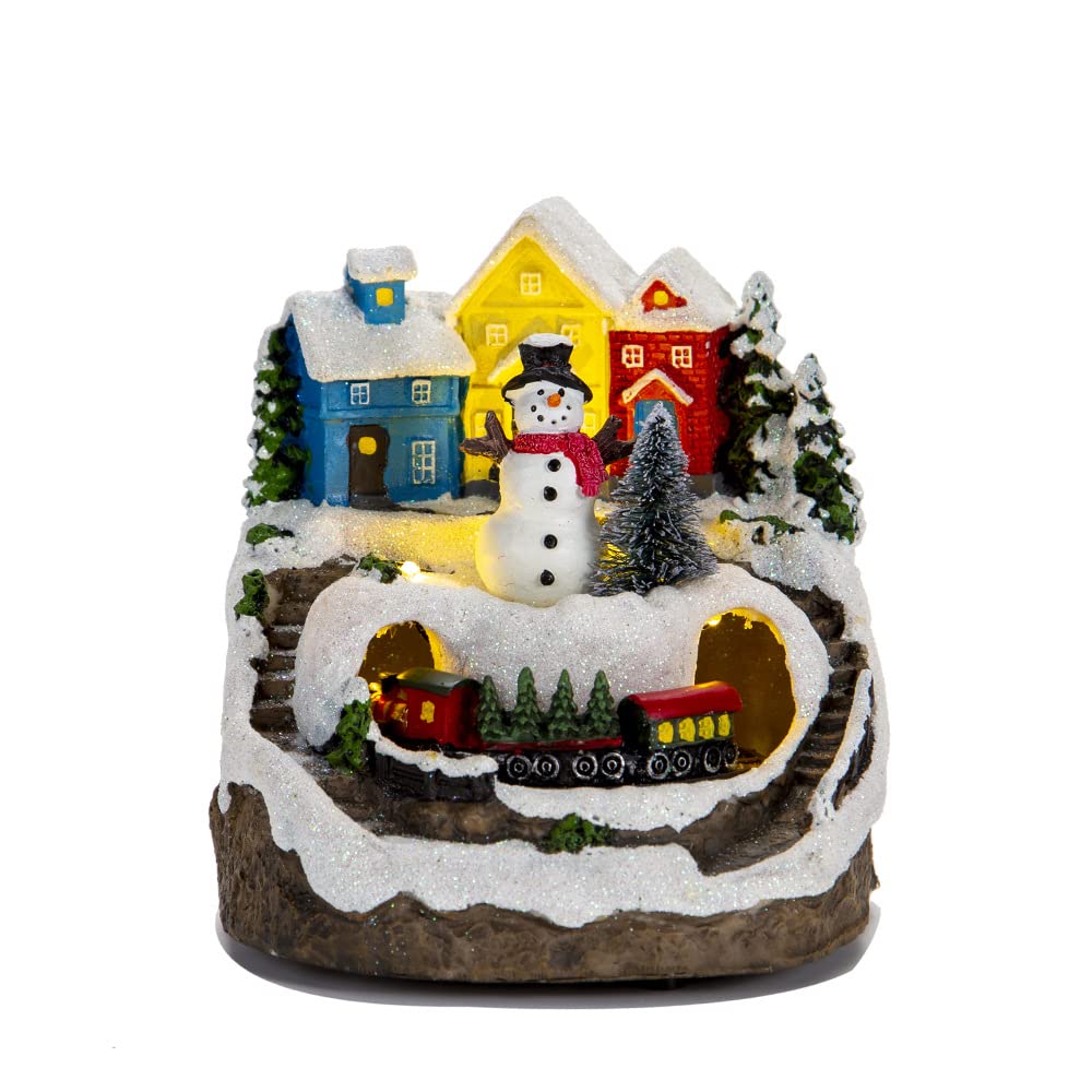 Yallmie Moving Christmas Scene - Musical Christmas Village Decorations with Light Up Houses & Snow Scene for Xmas Holiday Party - 6X5X4Im (02)