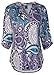 TrendiMax Women Casual Split V Neck Cuffed 3/4 Sleeve Floral Printed Blouses Tops (8 Floral Pattern) Purple