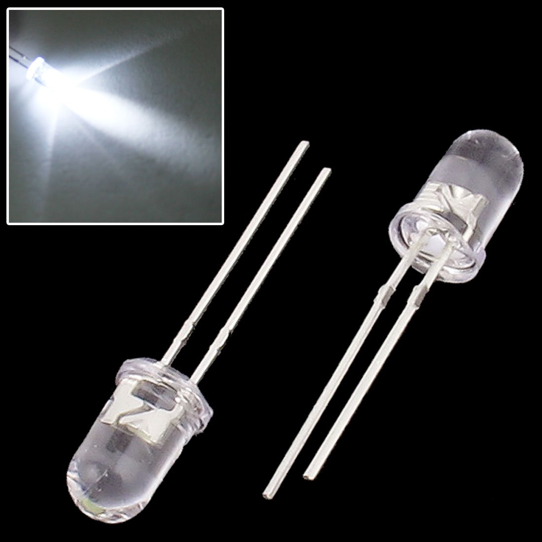 sourcingmap 100Pcs 5mm White Ultra-Bright LED Light Lamp Emitting Diodes 12000MCD