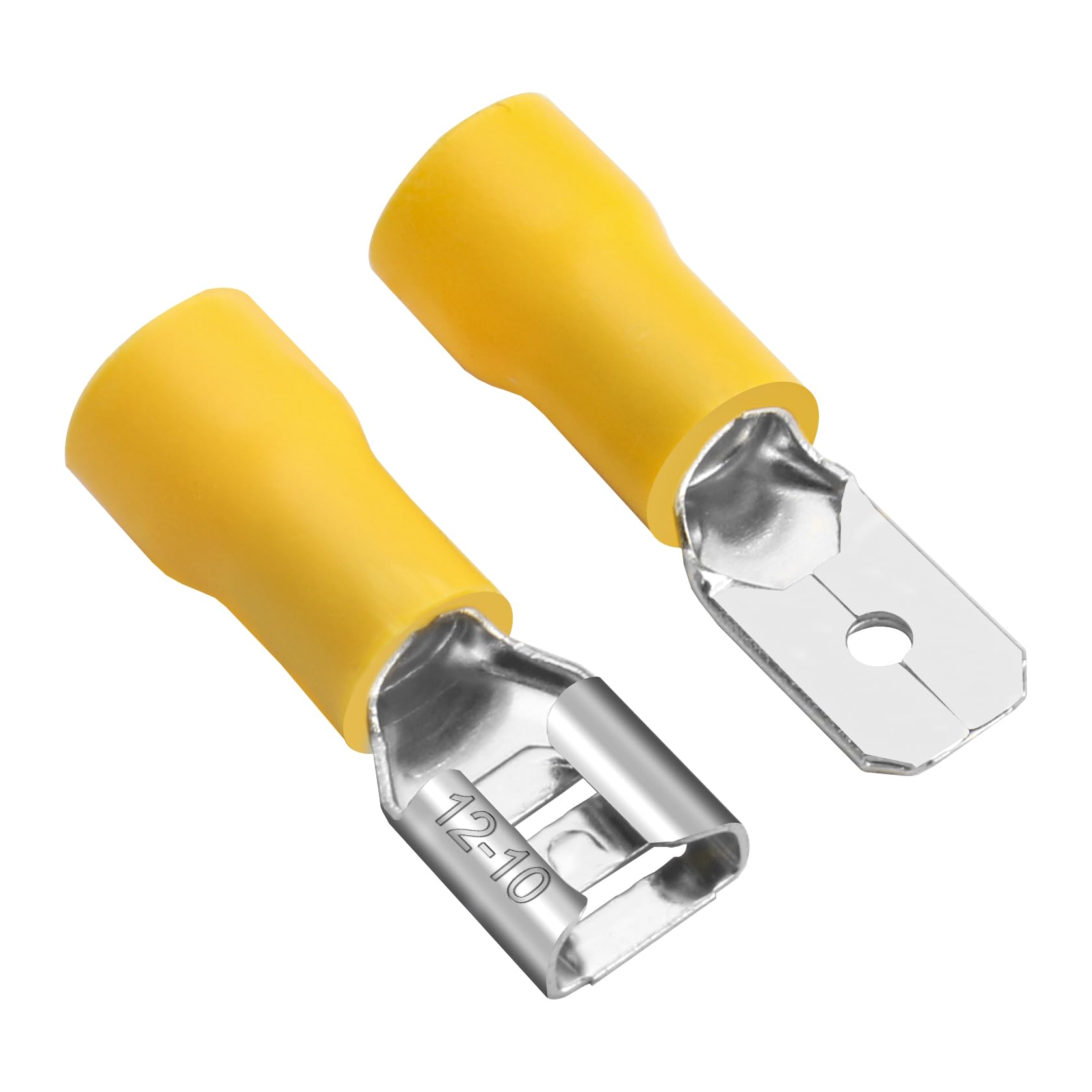 Heschen Male/Female Quick Disconnects Vinyl insulated, FDD5.5-250+MDD5.5-250, 6.3 x 0.8mm Cable Terminal, for 4-6mm² (12-10 AWG), Yellow, 100Pack