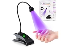 mlogiroa UV Lamp for Gel Nails Gooseneck UV Light for Nails Touch UV Lamp for Nails Rechargeable & Type-C UV Nail Lamp with Black Clamp Gel X Nail Lamp and Flash Cure Light for Nails Mini UV Light