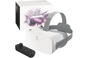 DESTEK V5 VR Headset for Kids with Controller, Anti-Blue Eyes Protected HD Lenses, 110° FOV Virtual Reality Headsets VR Goggles for iPhone 17/16/15/14/13/12/11, Android Phone- White