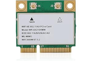 AX210HMW WiFi 6E Card Tri-Band 802.11 A/B/G/N/AC/AX Half Mini PCI-E WiFi Card Network Adapter BT5.3, for PC, Laptops, Only fo