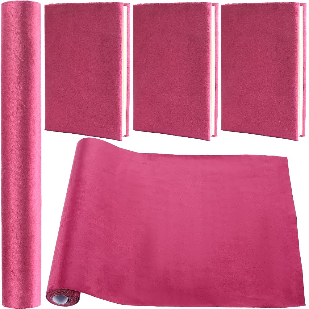 CRASPIRE 200 x 42cm Velvet Book Cloth for Book Binding Medium Violet Red Fabric Surface Paper Backed Bookcover Book Covering Protector Bookbinding Supplies for Books Album DIY Scrapbooking Supplies