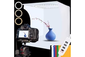 DUCLUS Photo Studio Light Box Kit, 12inch x 12inch Photography Adjustable Light Box with 128pcs SMD LED Beads, Portable Photo Shooting Tent with White Light Warm Light and 6 Color Background
