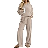 Oakgarden Women's Fuzzy Pajamas Sets Warm Fleece Loungewear Outfit Cozy Long Sleeve Fluffy Pullover Pant Set 2 Piece