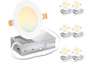 LVWIT 4 Inch LED Recessed Pot Lights with Junction Box, 9W 800 Lumens Dimmable, IC Rated Recessed Ceiling Lighting, 6 Pack (2