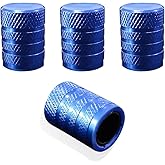 povtii 4 PCS Car Tire Valve Stem Caps, Aluminum Anti Corrosion Tire Air Caps with with Plastic Seal, Universal Leakproof Tyre Stem Cover, Car Accessories for Truck Bike Motorcycle (Blue)