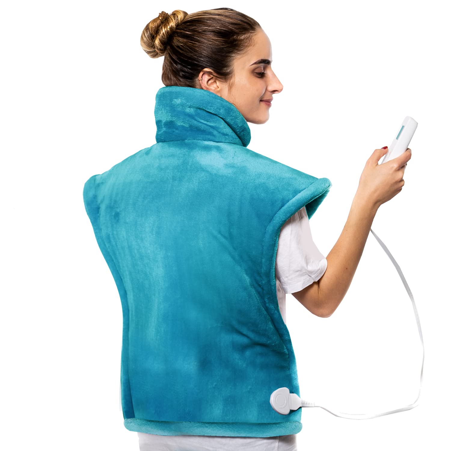 Photo 1 of Cure Choice® Extra Large Heating Pad for Neck and Shoulders and Back, Weighted Heating Pad for Back Pain Relief, Ultra Soft Neck Heating Pad 10 Heat Settings, 2H Auto-Off, 24" x 36" Blue