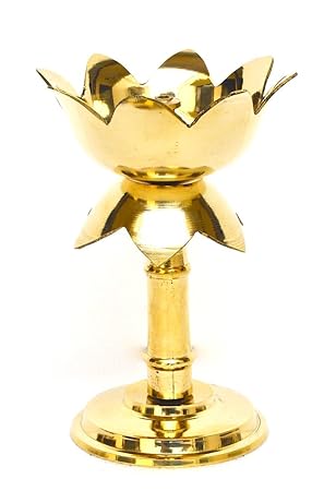 Pure Brass Kamal Deepak - Elegant Design - Sparkle Your Pooja Room with This Beautiful Lotus Shaped Oil Lamp