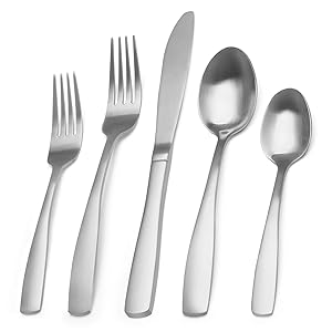 Matte Silverware Set, Bysta 20-Piece Stainless Steel Flatware Set, Kitchen Utensil Set Service for 4, Tableware Cutlery Set for Home and Restaurant, Satin Finish, Dishwasher Safe