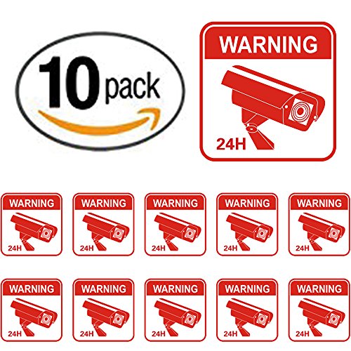 Video Surveillance Warning Stickers – [PACK OF 10] Security Camera Decals – CCTV Vinyl & Weatherproof Signs for Burglary & Theft Prevention – No Trespassing, 24 Hour Alarm, 4 x 4 Inches - Thumbnail 6