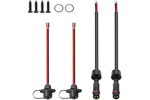 NEWNEWLIU 2Pin Waterproof Connector,2 Wire Male Female Plug LED Connector with 16AWG M16 Waterproof Cover Extension Cable with Ear Panel Installation Type for Car, Boat, LED Strip Lights.(2Pairs)