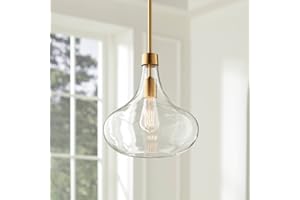 Possini Euro Design Pendant Light Fixture - Single Bulb, Clear Glass Shade, Mini Gold Pendant Light for Kitchen Islands, Living Rooms, Bedrooms, Dining Rooms, and Foyers - 11" Wide, 11" High