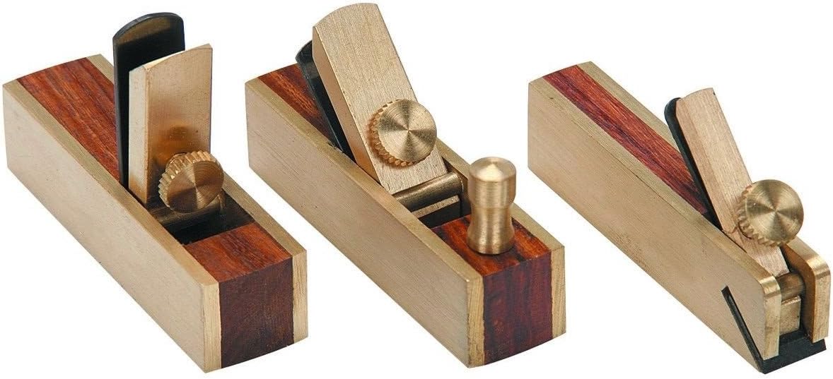 3 piece Micro Mini Brass Hand Plane Set Wood Finish Planer Hardwood