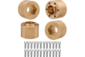 MUHIKRT Brass Weights 6mm 9mm 12mm 15mm 22mm Wheel Hex Hub Widen Adapter for 1/10 RC Crawler 1.9 2.2 Wheels Rims SCX10 TRX4 (15mm), Black
