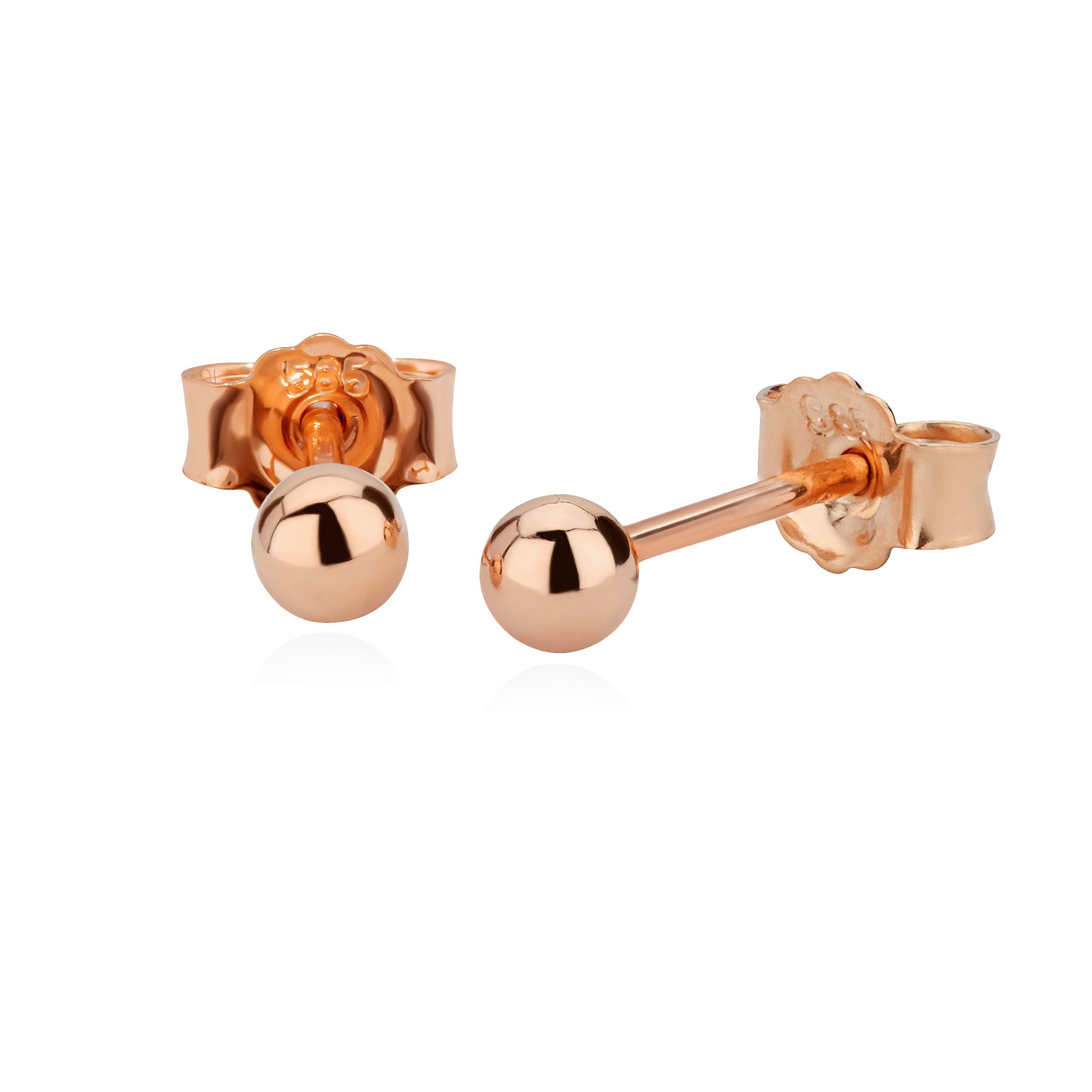 NKlaus pair 3mm ball stud earrings gold alloy rose gold rose gold ladies earrings 9067